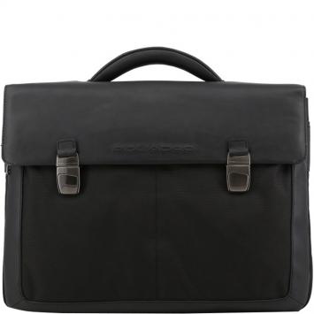 Pre Owned Piquadro Black Nylon and Leather Briefcase