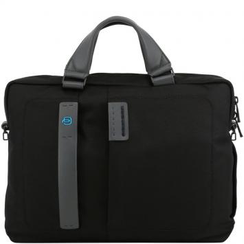 Pre Owned Piquadro Black Fabric and Leather Briefcase 