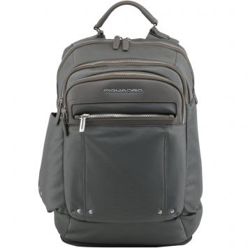 Pre Owned Piquadro Grey Synthetic Fabric and Leather Backpack