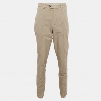 Pre Owned Brunello Cucinelli Beige Cotton Leisure Fit Trousers XL