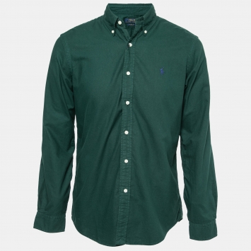 Pre Owned Polo Ralph Lauren Green Cotton Button Down Shirt M