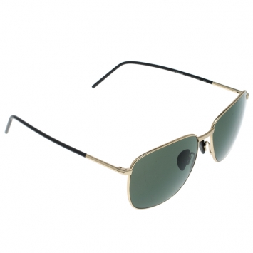 Pre Owned Porsche Design Satin Gold/Green P'8630 Square Sunglasses 