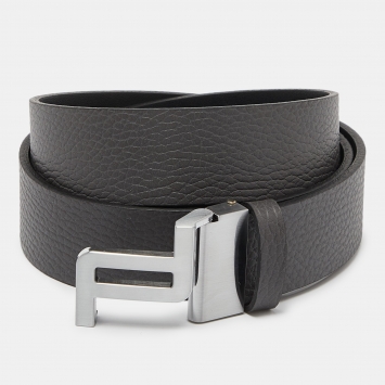 Pre Owned Porsche Design Black Leather Buckle Belt 105CM