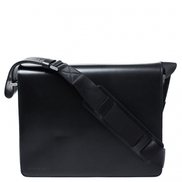 Pre Owned Porsche Design Black Leather Cervo 2.0 Laptop Messenger Bag