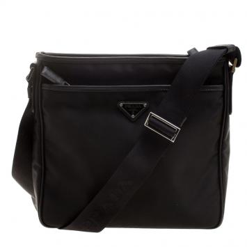 Pre Owned Prada Black Nylon Messenger Bag