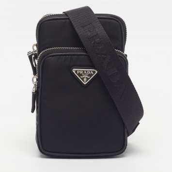 Pre Owned Prada Smartphone Case Black Nylon Crossbody Bag