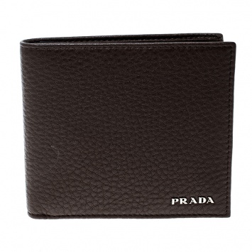 Pre Owned Prada Brown Leather Bifold Wallet