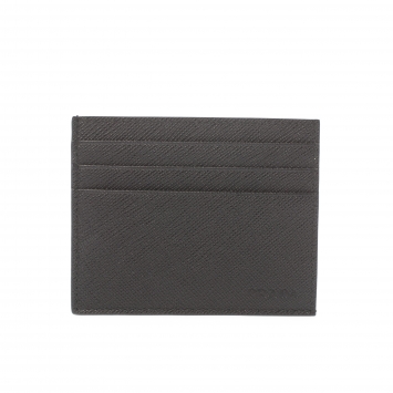 Pre Owned Prada Black Saffiano Leather Card Holder
