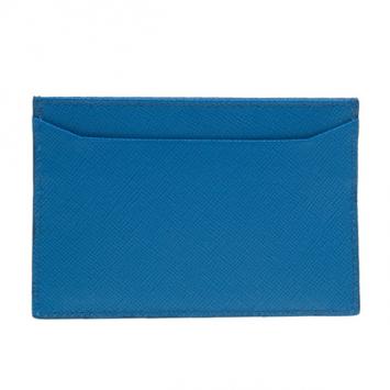 Prada Blue Saffiano Credit Card Holder