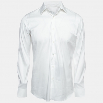 Pre Owned Prada White Cotton Stretch Long Sleeve Shirt S