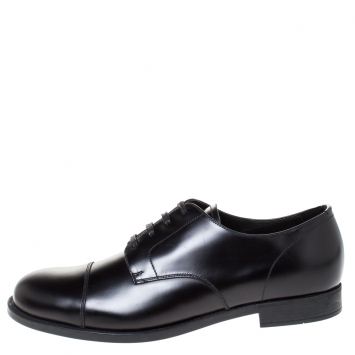 Pre Owned Prada Black Leather Oxfords Size 41.5