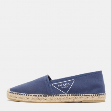 Pre Owned Prada Blue Canvas Slip On Espadrilles Size 41