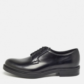Pre Owned Prada Black Leather Lace Up Oxford Size 42