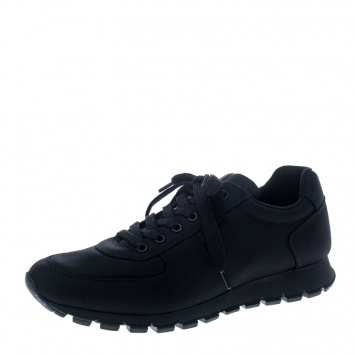 Pre Owned Prada Sport Black Canvas Lace Up Sneakers Size 42