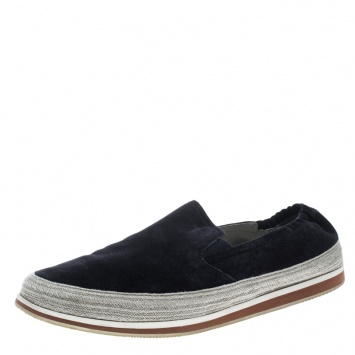 Pre Owned Prada Sport Navy Blue Suede Espadrille Sneakers Size 42.5