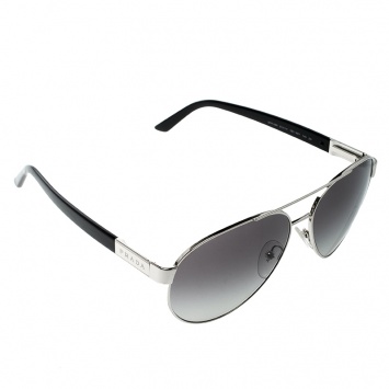 Pre Owned Prada Silver/Black SPR 59N Aviator Sunglasses