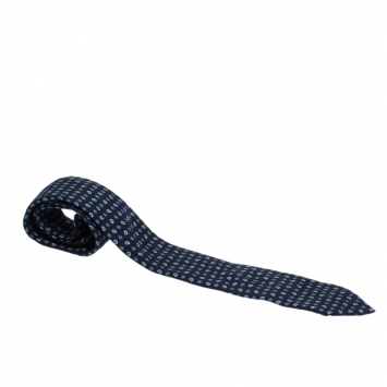 Pre Owned Prada Navy Blue Paisley Print Classic Silk Tie