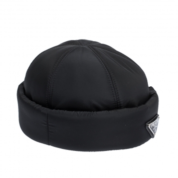 Pre Owned Prada Black Padded Nylon Beanie Hat M