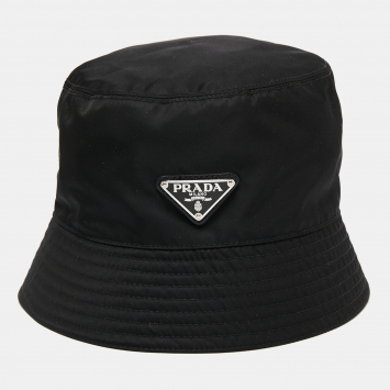 Pre Owned Prada Black Re-Nyon Bucket Hat L