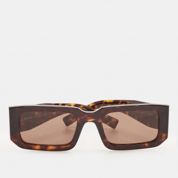 Pre Owned Prada Dark Brown Tortoise SPR06Y Square Sunglasses
