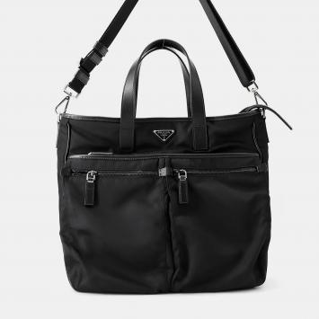 Pre Owned Prada 2Way Tote Bag Black Nylon Leather