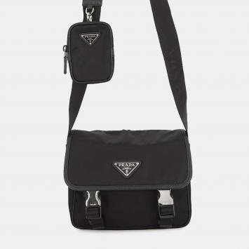 مملوكة مسبقًا Prada Re-Nylon Shoulder Bag Black Nylon Leather