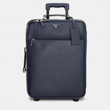 Pre Owned Prada 2VQ004 Navy Saffiano Leather Travel Bag