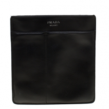 Pre Owned Prada Black  Saffiano Leather Messenger Bag