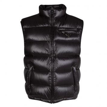Pre Owned Prada Black Sleeveless Quilted Down Jacket 3XL