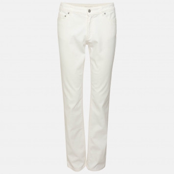 Pre Owned Prada White Denim Straight Leg Pants XS