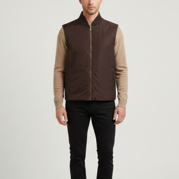 Pre Owned Prada Brown Nylon Zip-Front Vest XL