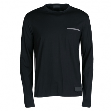 Pre Owned Prada Black Contrast Side Panel Detail Long Sleeve T-Shirt XL