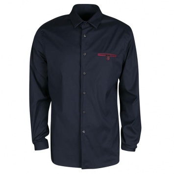 Pre Owned Prada Navy Blue Cotton Button Front Long Sleeve Shirt XXL