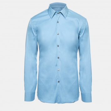 Pre Owned Prada Light Blue Stretch Cotton Button Front Shirt L