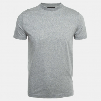 Pre Owned Prada Grey Cotton Crew Neck T-Shirt S