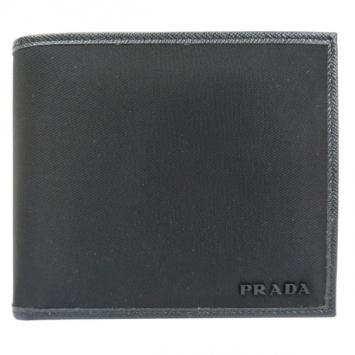 Pre Owned Prada Black Nylon Bifold Wallet