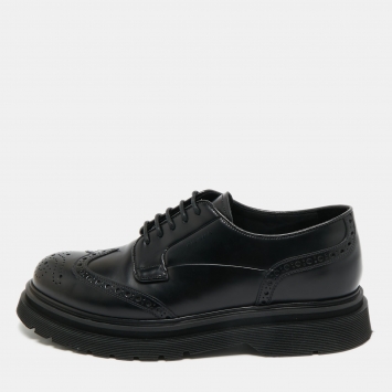 Pre Owned Prada Black Leather Brogues Lace Up Oxford Size 41