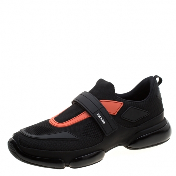 Pre Owned Prada Black Fabric/Leather Cloudbust Slip-On Sneakers Size 41.5