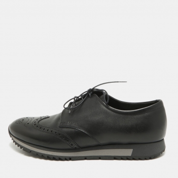 Pre Owned Prada Black Brogue Leather Derby Sneakers Size 43