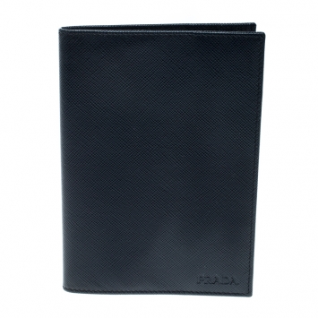 Pre Owned Prada Dark Blue Leather Passport Holder