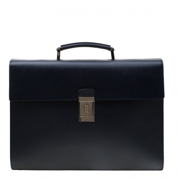 Pre Owned Prada Navy Blue Saffiano Cuir Leather Briefcase