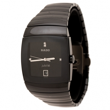 Pre Owned Rado Black Ceramic Titanium Sintra 156.0723.3 Men's Wristwatch 35 mm
