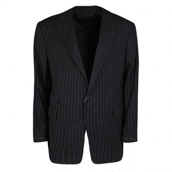 Pre Owned Ralph Lauren Black Dot Striped Wool Regular Fit Blazer XXXL