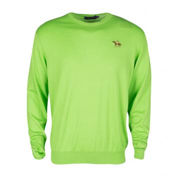 Pre Owned Ralph Lauren Kiwi Green Cotton Cashmere Sweater XL
