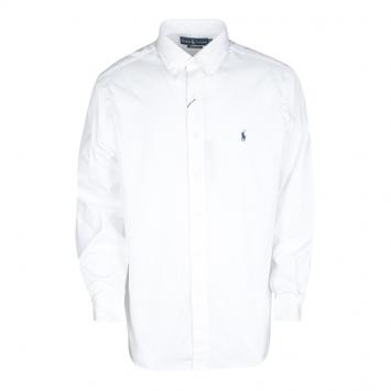Pre Owned Ralph Lauren White Cotton Long Sleeve Button Down Classic Fit Shirt XL