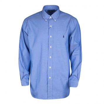 Pre Owned Ralph Lauren Dark Blue Cotton Long Sleeve Button Down Classic Fit Shirt XXL