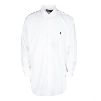 Pre Owned  Ralph Lauren White Cotton Long Sleeve Sueded Broadcloth Blake Shirt L