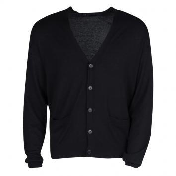 Pre Owned Ralph Lauren Black Cashmere Long Sleeve Button Front Cardigan L