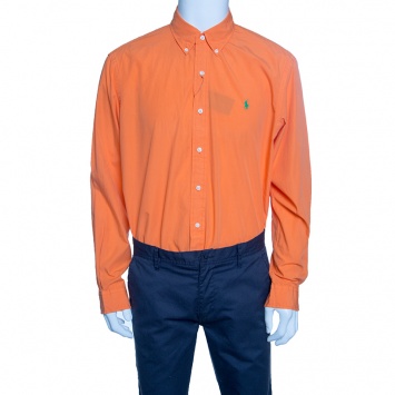 Pre Owned Ralph Lauren Orange Bermuda Poplin Button Down Shirt XL