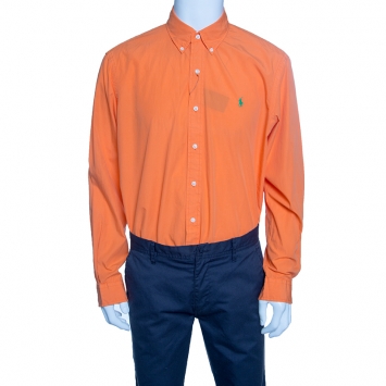 Pre Owned Ralph Lauren Orange Bermuda Poplin Button Down Shirt L